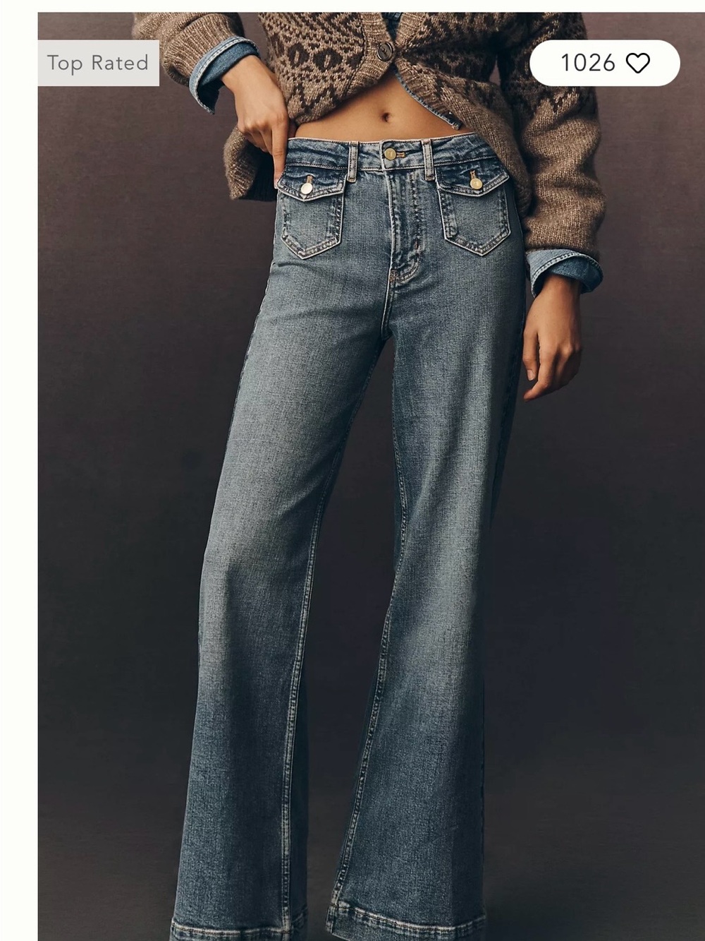 High-Rise flare Leg Women’s Jeans in Washed Blue